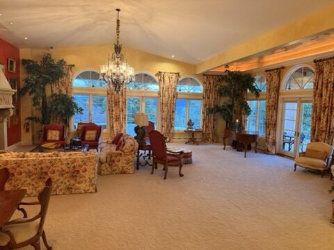 Great room with chandelier